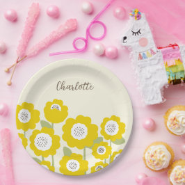 ミニマルモダンリストサンフラワーミニマル名前をカスタムする ペーパープレート