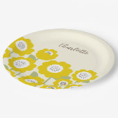 ミニマルモダンリストサンフラワーミニマル名前をカスタムする ペーパープレート (アングル)