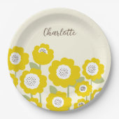 ミニマルモダンリストサンフラワーミニマル名前をカスタムする ペーパープレート (正面)