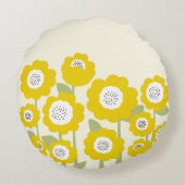 ミニマルモダンリストサンフラワーミニマル名前をカスタムする ラウンドクッション (裏面)