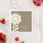 ミニマルモダンリストサンフラワー名前をカスタムする誕生日 スタンダードカクテルナプキン (インサイチュ)