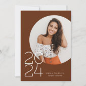 ミニマルモダンリストサークル写真卒業パーティー 招待状 (正面)