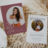 ミニマルモダンリストサークル写真卒業パーティー 招待状