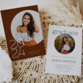 ミニマルモダンリストサークル写真卒業パーティー 招待状