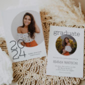 ミニマルモダンリストサークル写真卒業パーティー 招待状