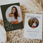 ミニマルモダンリストサークル写真卒業パーティー 招待状