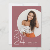 ミニマルモダンリストサークル写真卒業パーティー 招待状 (正面)