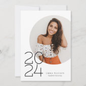 ミニマルモダンリストサークル写真卒業パーティー 招待状 (正面)