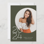 ミニマルモダンリストサークル写真卒業パーティー 招待状 (正面)