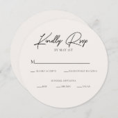 ミニマルモダンリストサークルRSVPエンクロージャカード 招待状 (正面/裏面)