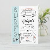 ミニマルモダンリストサーフバースデーパーティーの招待 招待状 (スタンド正面)