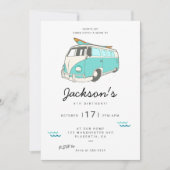 ミニマルモダンリストサーフバースデーパーティーの招待 招待状 (正面)