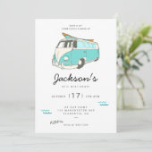 ミニマルモダンリストサーフバースデーパーティーの招待 招待状 (スタンド正面)