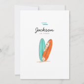 ミニマルモダンリストサーフバースデーパーティーの招待 招待状 (裏面)