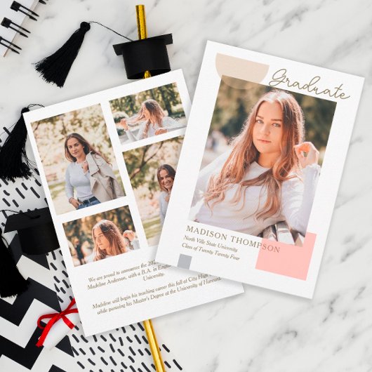 ミニマルモダンリストシェイプオーバーレイ写真卒業 案内状