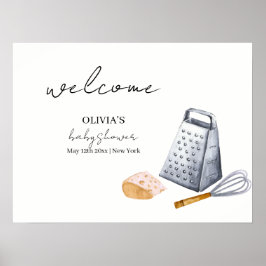 ミニマルモダンリストシェフキッチンベビーシャワーウェルカム ポスター