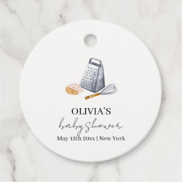 ミニマルモダンリストシェフキッチンベビーシャワー フェイバータグ