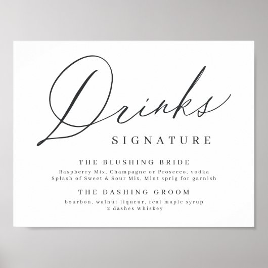 ミニマルモダンリストシグネチャーのドリンク記号 ポスター (正面)