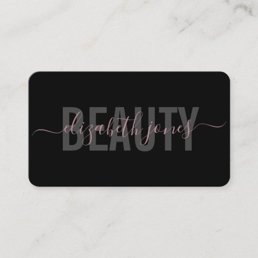 ミニマルモダンリストシグネチャーブラックとバラ金ゴールド 名刺 (正面)