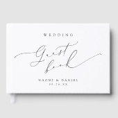 ミニマルモダンリストシックなスクリプトエレガントな結婚式 ゲストブック (正面)
