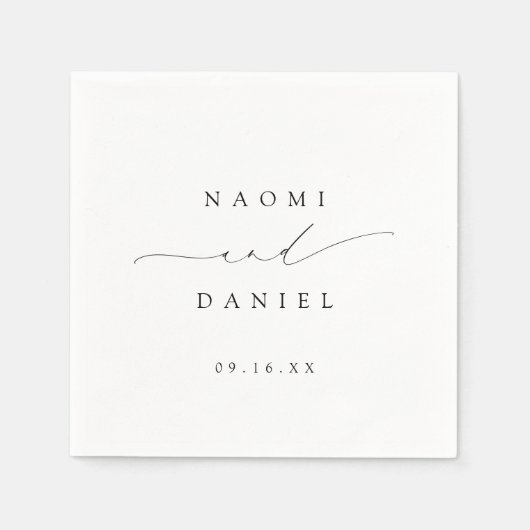 ミニマルモダンリストシックなスクリプトエレガントな結婚式 スタンダードカクテルナプキン (正面)
