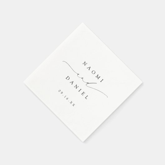 ミニマルモダンリストシックなスクリプトエレガントな結婚式 スタンダードカクテルナプキン (角)