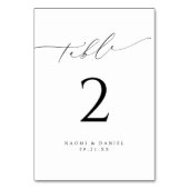 ミニマルモダンリストシックなスクリプトエレガントな結婚式 テーブルナンバー (裏面)