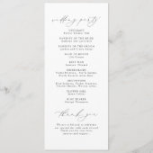 ミニマルモダンリストシックなスクリプトエレガントな結婚式 プログラム (裏面)
