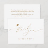 ミニマルモダンリストシックエレガントスクリプト卒業 サンキューカード (正面/裏面)