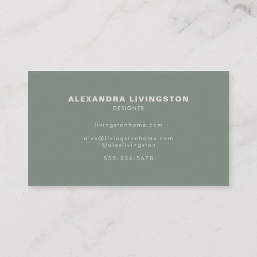 ミニマルモダンリストシッククリエイティブセージ緑 名刺 (裏面)