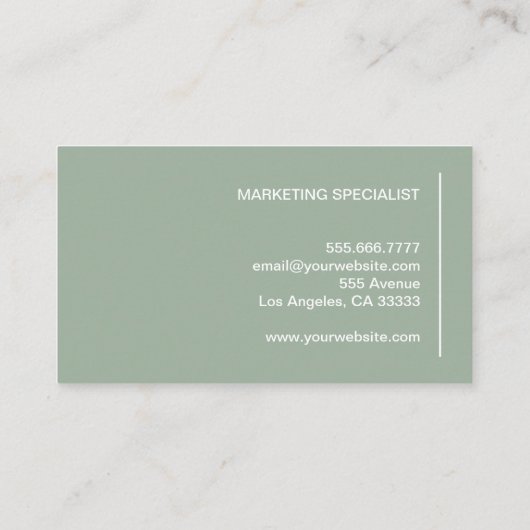 ミニマルモダンリストシックセージグリーンプロフェッショナル 名刺 (裏面)