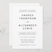 ミニマルモダンリストシックタイポグラフィ結婚ズ 招待状 (正面/裏面)