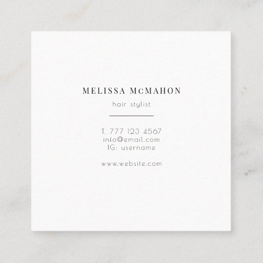 ミニマルモダンリストシックトレンディーエレガント スクエア名刺 (裏面)