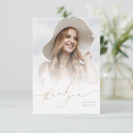 ミニマルモダンリストシック写真卒業 サンキューカード (スタンド正面)