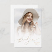 ミニマルモダンリストシック写真卒業 サンキューカード (正面/裏面)