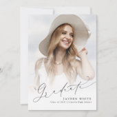 ミニマルモダンリストシック写真卒業 招待状 (正面)