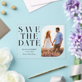 ミニマルモダンリストシック写真結婚式の日付を保存 アクリル招待状 (インサイチュ (ウェディング))