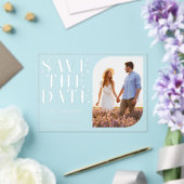 ミニマルモダンリストシック写真結婚式の日付を保存 アクリル招待状 (インサイチュ (ウェディング))