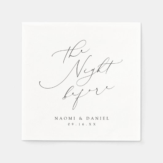 ミニマルモダンリストシック台本リハーサル夕食会 スタンダードカクテルナプキン (正面)