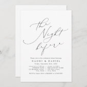 ミニマルモダンリストシック台本リハーサル夕食会 招待状 (正面/裏面)