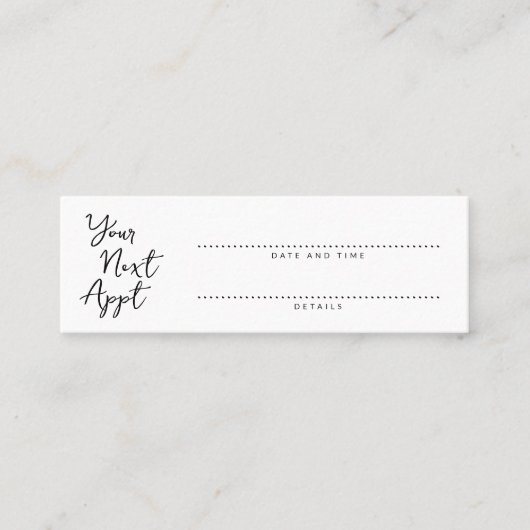 ミニマルモダンリストシック次アポイントメントカード スキニー名刺 (正面)