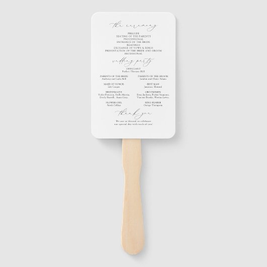 ミニマルモダンリストシック結婚式 プログラム ハンドファン (裏面)