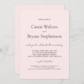 ミニマルモダンリストシック赤面ピンク結婚ズ 招待状 (正面/裏面)