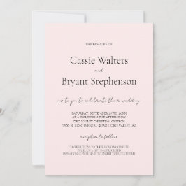 ミニマルモダンリストシック赤面ピンク結婚ズ 招待状