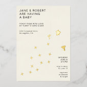 ミニマルモダンリストシャンパン&スターベビーシャワー 箔招待状 (正面)