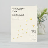 ミニマルモダンリストシャンパン&スターベビーシャワー 箔招待状 (立ち正面)