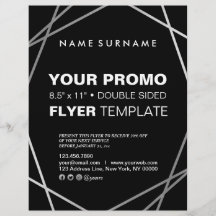 ミニマルモダンリストシルバーブラックジオメトリック8.5"x11"