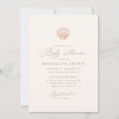 ミニマルモダンリストシーシェルビーチベビーシャワー 招待状 (正面)