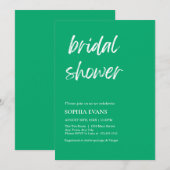 ミニマルモダンリストジェードグリーンブライダルシャワー 招待状 (正面/裏面)
