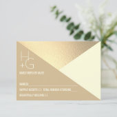 ミニマルモダンリストジオメトリックウェディングRSVPカード 招待状 (スタンド正面)